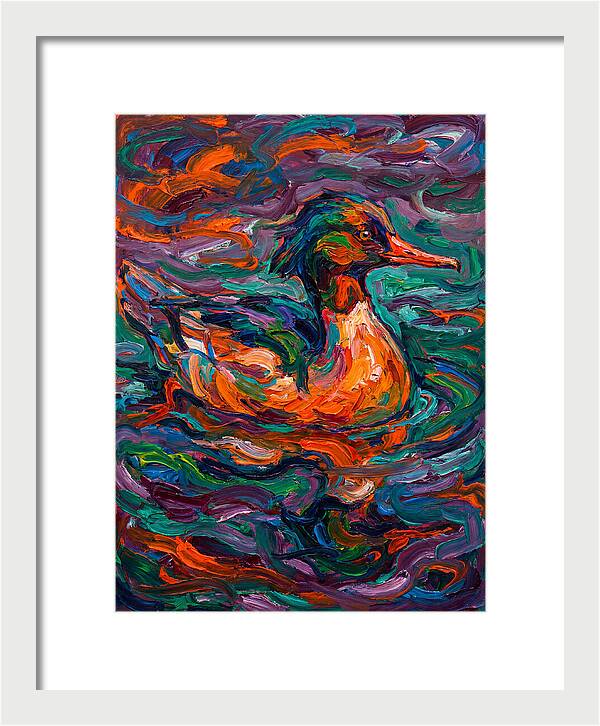 Merganser In Vibrant Swirls