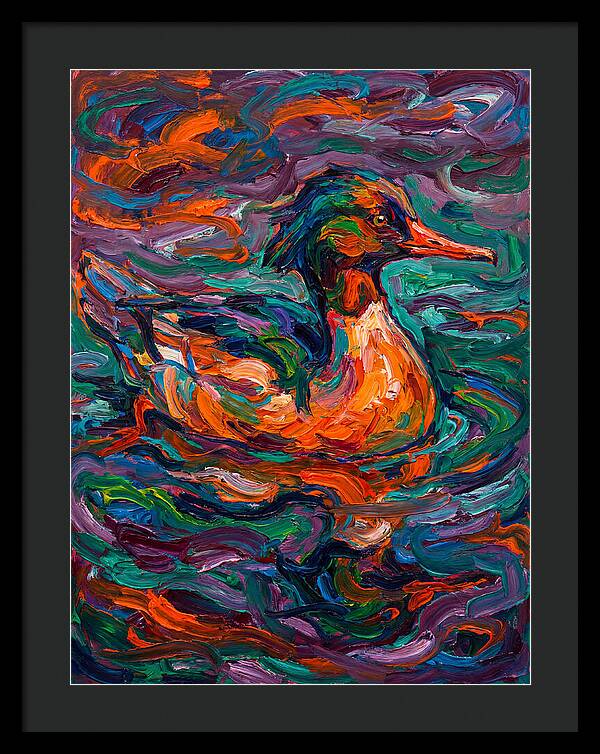 Merganser In Vibrant Swirls