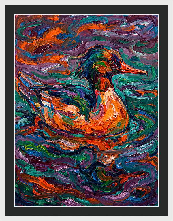 Merganser In Vibrant Swirls