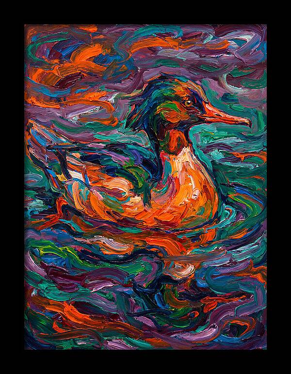 Merganser In Vibrant Swirls