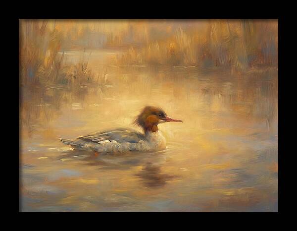 Merganser On Water