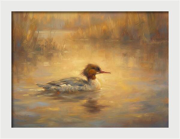 Merganser On Water
