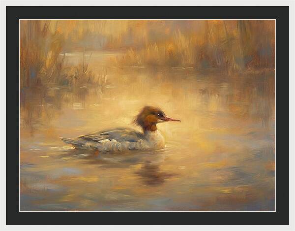Merganser On Water