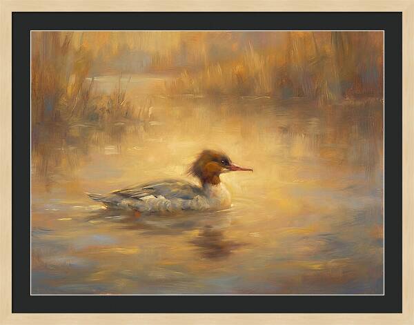 Merganser On Water
