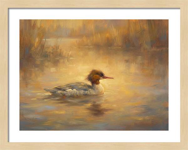 Merganser On Water