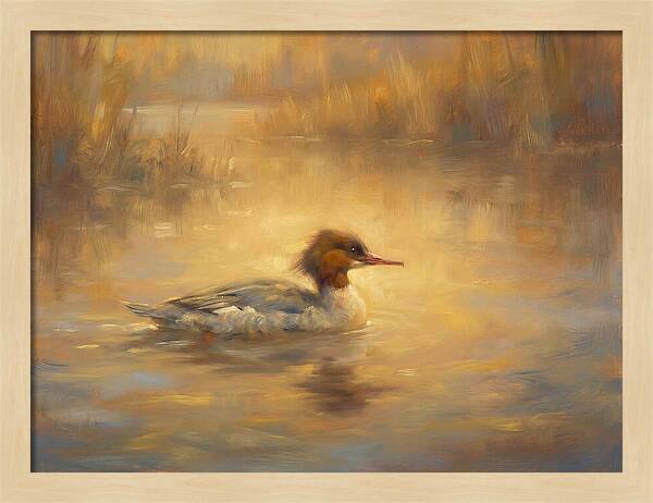 Merganser On Water