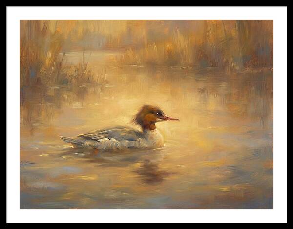 Merganser On Water