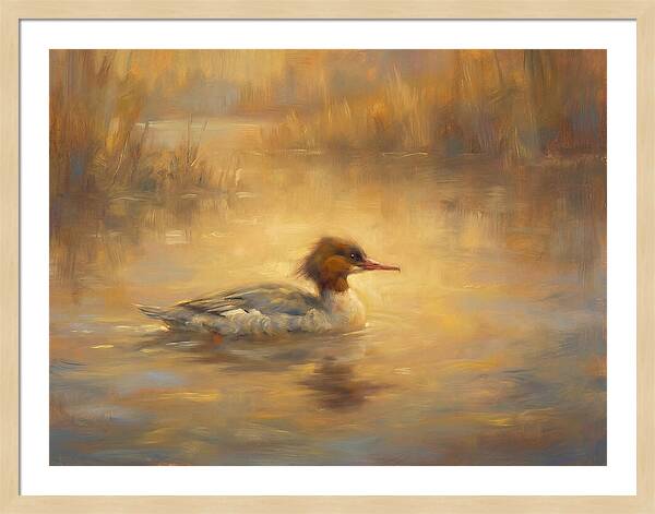 Merganser On Water
