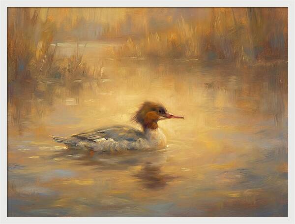 Merganser On Water