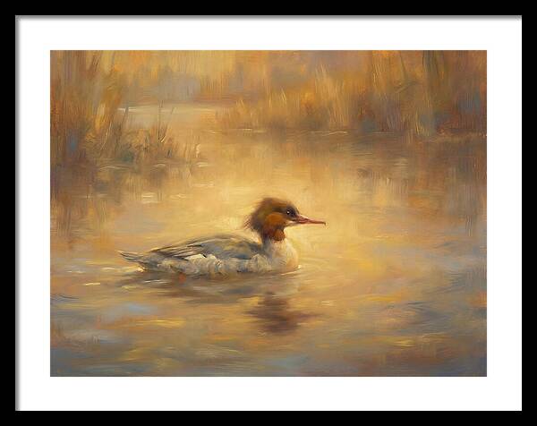 Merganser On Water