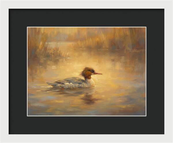 Merganser On Water