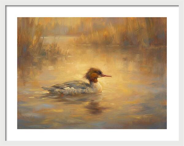 Merganser On Water
