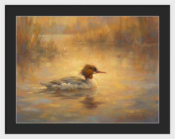 Merganser On Water