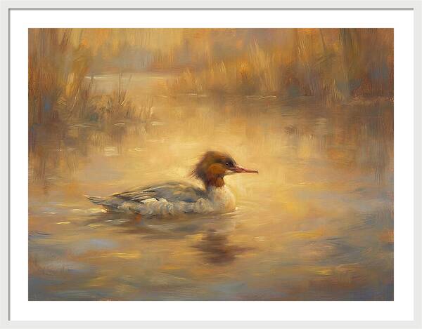 Merganser On Water