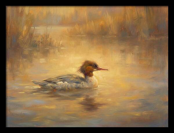 Merganser On Water