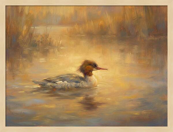 Merganser On Water