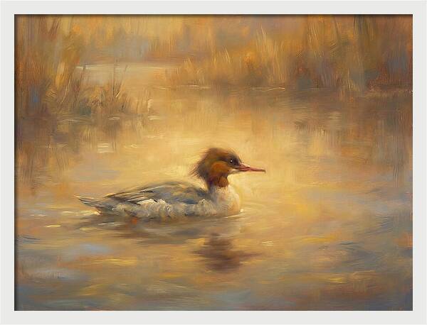 Merganser On Water