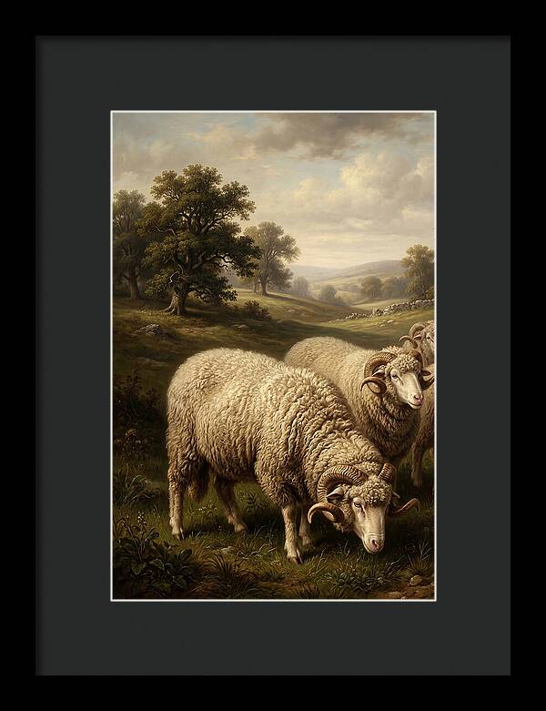 Merino Sheep Grazing In Serenity