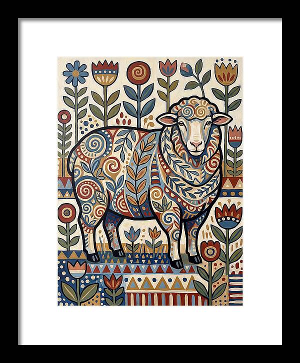 Merino Sheep In Folk Style