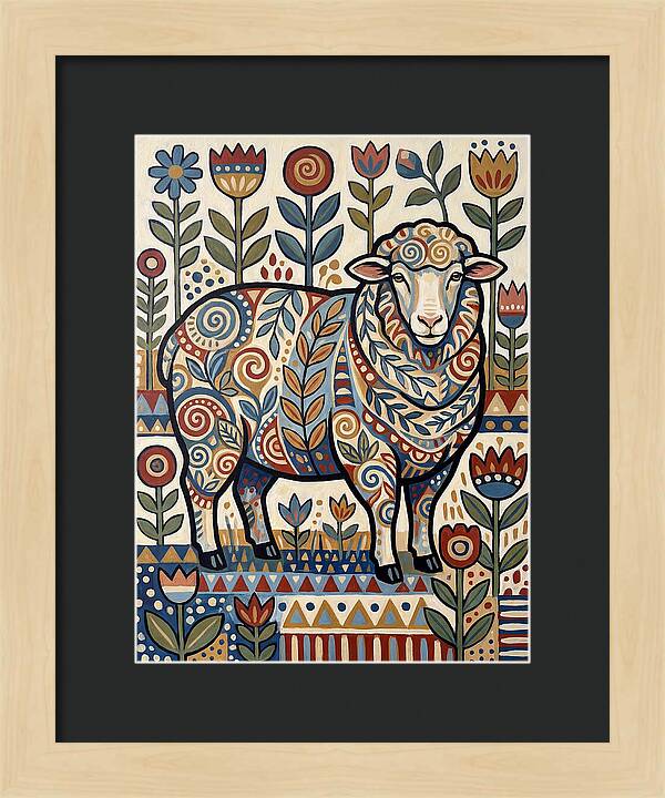Merino Sheep In Folk Style