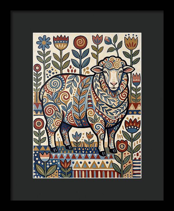 Merino Sheep In Folk Style