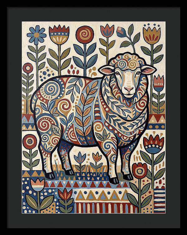 Merino Sheep In Folk Style