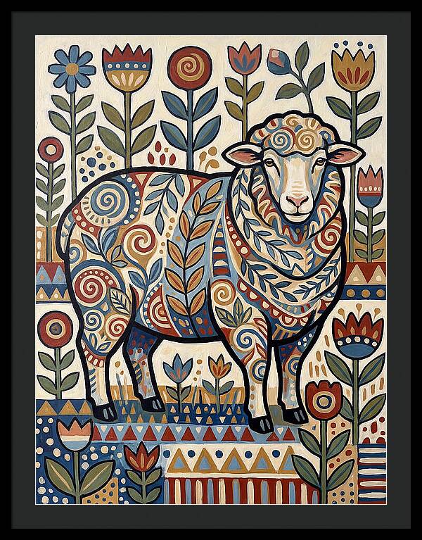 Merino Sheep In Folk Style