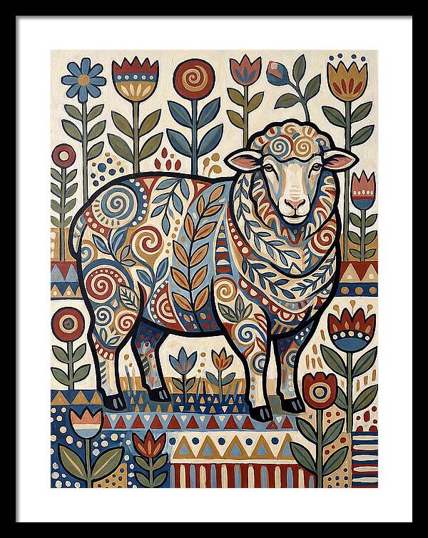 Merino Sheep In Folk Style