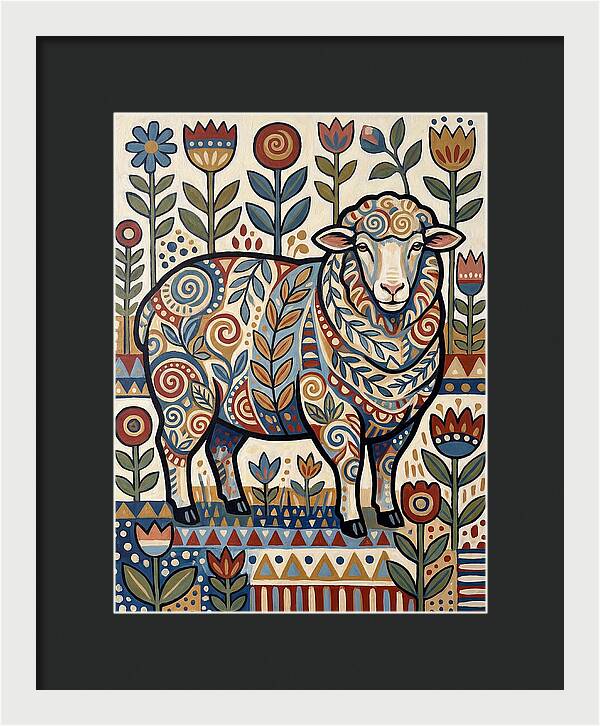 Merino Sheep In Folk Style