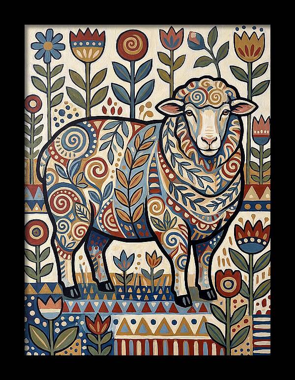Merino Sheep In Folk Style
