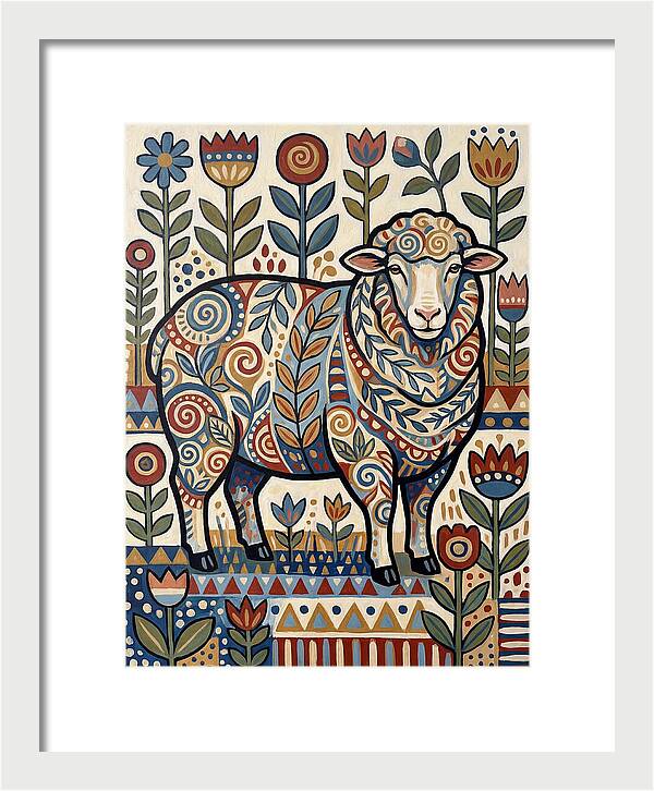 Merino Sheep In Folk Style