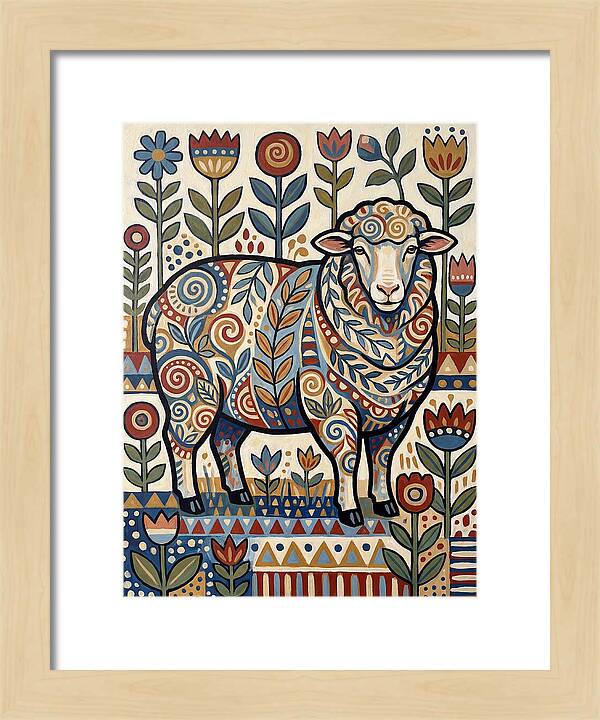 Merino Sheep In Folk Style