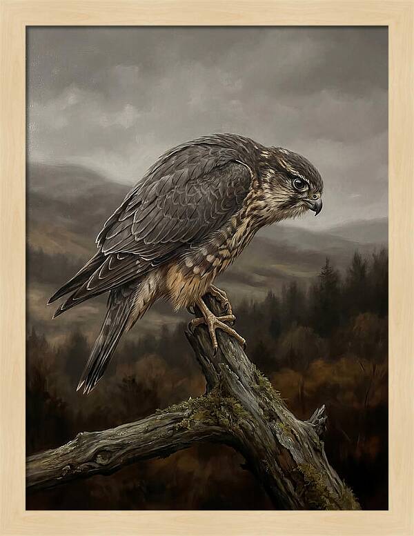 Merlin Perched In Nature