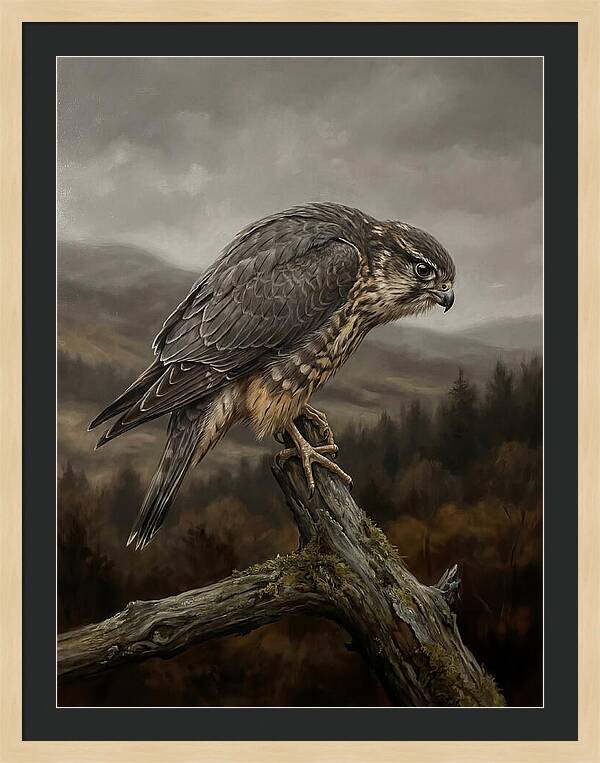 Merlin Perched In Nature