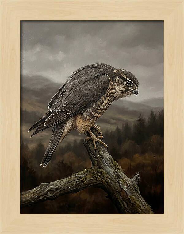 Merlin Perched In Nature
