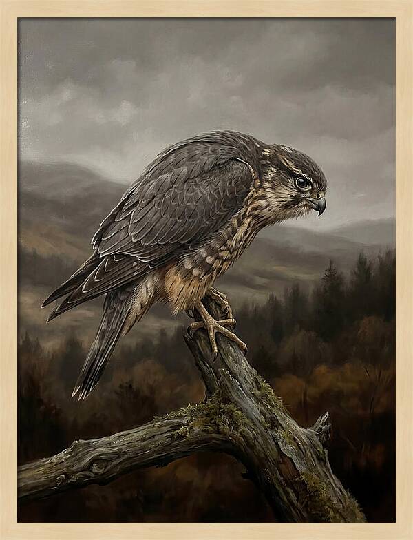 Merlin Perched In Nature