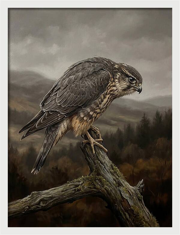 Merlin Perched In Nature