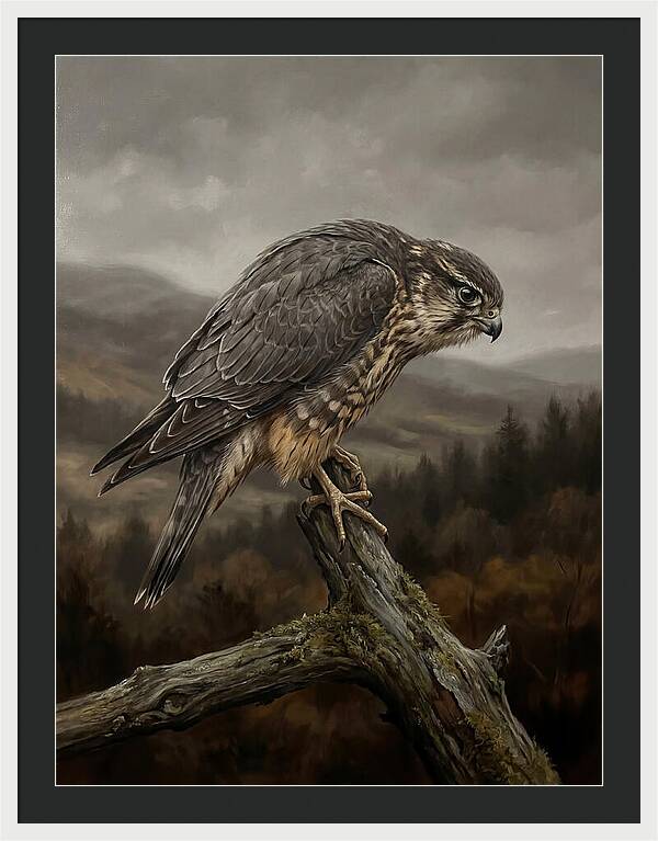 Merlin Perched In Nature