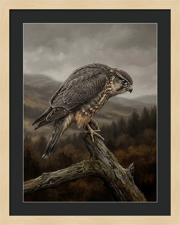 Merlin Perched In Nature