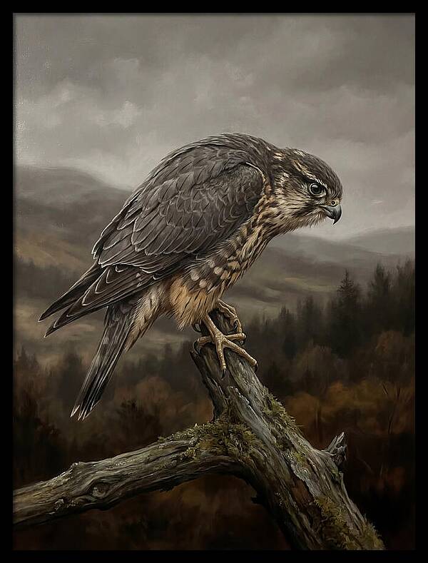 Merlin Perched In Nature