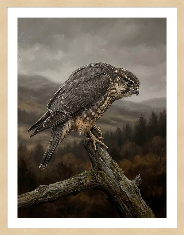 Merlin Perched In Nature