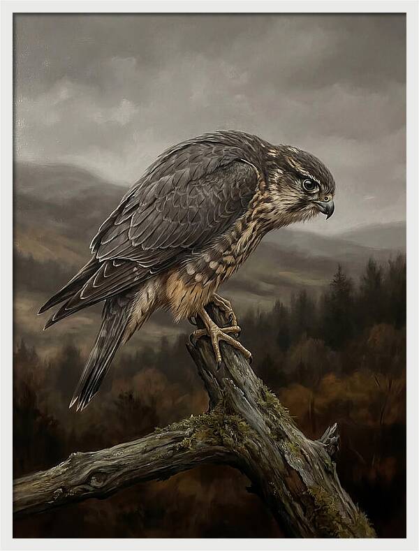 Merlin Perched In Nature