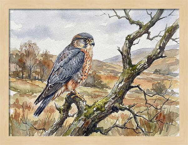 Merlin Perched On A Branch