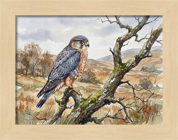 Merlin Perched On A Branch
