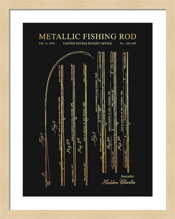 Metallic Fishing Rod Gold Patent Us1961969a