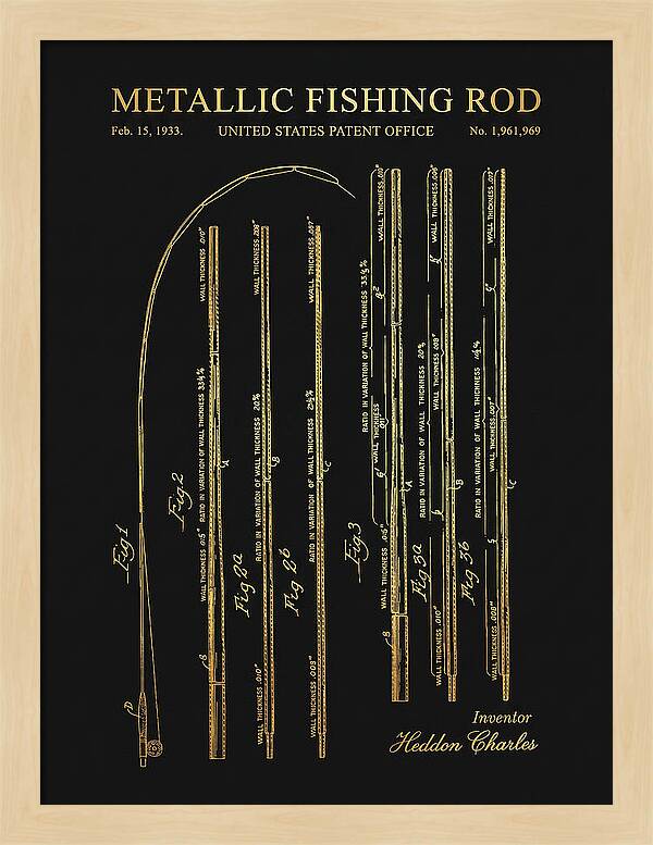 Metallic Fishing Rod Gold Patent Us1961969a
