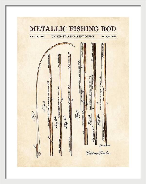 Metallic Fishing Rod Watercolor Patent Us1961969a