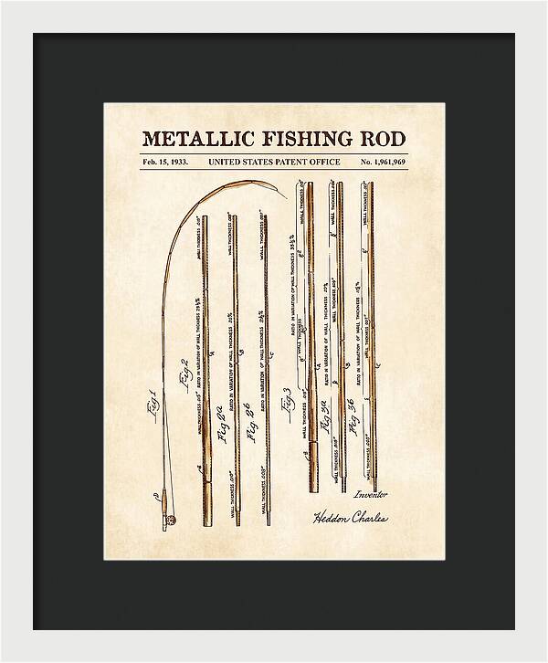 Metallic Fishing Rod Watercolor Patent Us1961969a