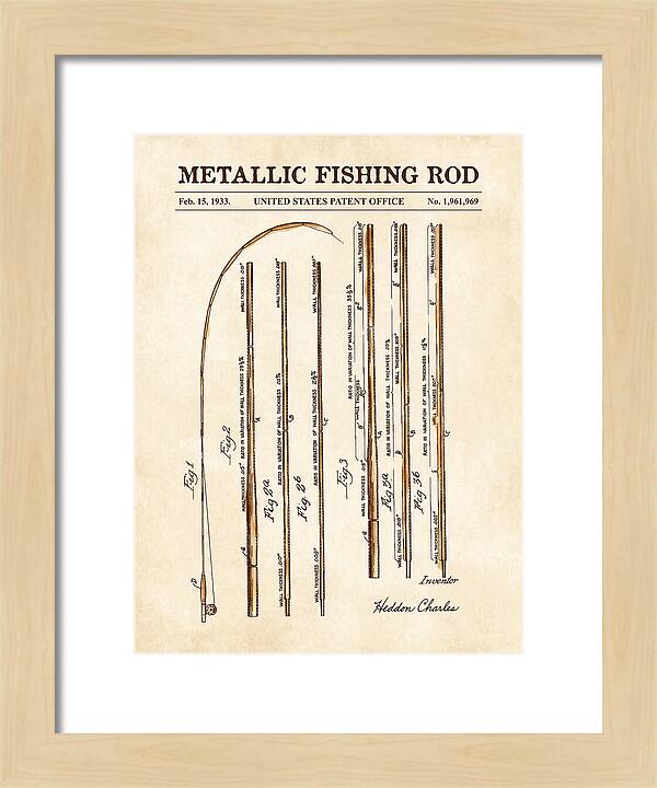 Metallic Fishing Rod Watercolor Patent Us1961969a