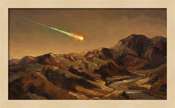 Meteor Fireball Over Majestic Mountains